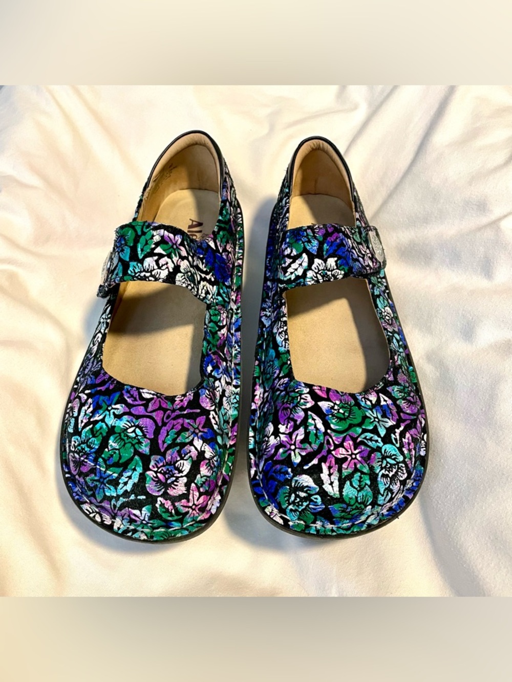 ALEGRIA Paloma Hibiscus Floral~Metallic~PAL-146- Mary Janes- Wmn Sz 40 (US 9.5)